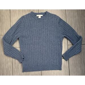 Marconi Italian Virgin Lambswool Cable Knit Sweater Blue Size Medium